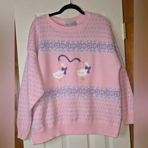 Vintage Goose Geese Sweater Easter GrannyCore 90's 80's